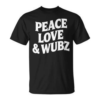 Peace Love & Wubz Edm Dubstep Rave Dance Phrase T-Shirt - Thegiftio UK