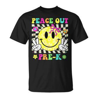 Peace Out Pre-K Last Day Of Pre-K Bow Smile Face T-Shirt - Thegiftio