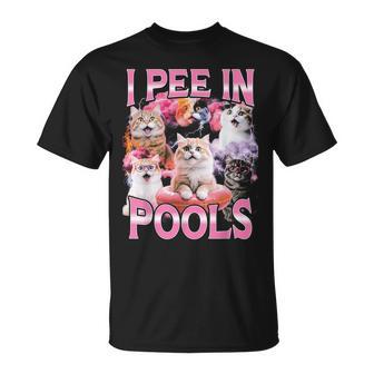 I Pee In Pools Lustige Bootleg Katze T-Shirt - Seseable