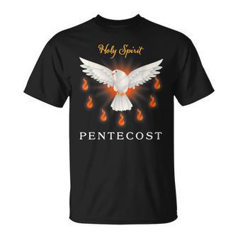 Pentecost Doves Fire Flame Holy Spirit Christian Women T-Shirt - Monsterry