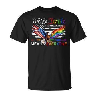 We The People Means Everyone Eagle Usa Flag Lgbt Rainbow T-Shirt - Monsterry