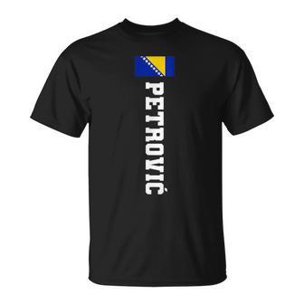 Petrovic Bosnia Bandera Apellido Escudo Del Brazo Emblema Cresta In Mangas Camiseta unisex - Regaloses