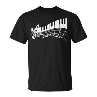 Piano Partituras De Música Y Teclas De Piano Camiseta unisex - Regaloses