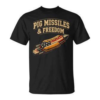 Pig Missiles And Freedom 4Th Of July Hotdog T-Shirt - Thegiftio UK