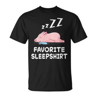 Pijama De Dormir Para Dormir Con Cerdos De Cerdo Cuello Camiseta unisex - Regaloses