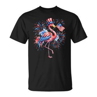 Pink 4Th Of July Flamingo American Flag Usa Patriotic Women T-Shirt - Thegiftio UK