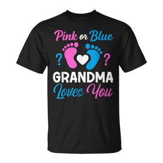 Pink Or Blue Grandma Loves You Team Boy Girl Gender Reveal T-Shirt - Monsterry