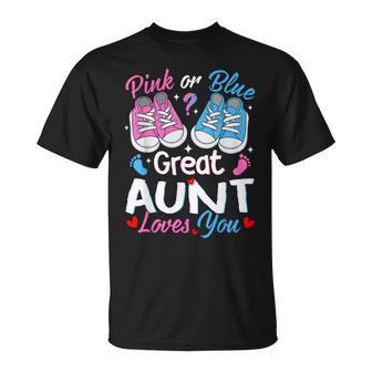 Pink Or Blue Great Aunt Loves You Gender Reveal T-Shirt - Thegiftio