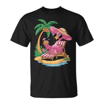 Pink Flamingo Women's Girls Beach Summer Holiday Tropical T-Shirt - Thegiftio UK
