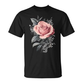 Pink Rose Flower Botanist Garden Flower Pink Rose T-Shirt - Thegiftio UK