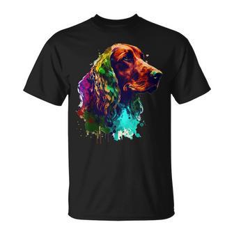 Pintura Al Óleo Irlandesaetter Perro Lindo Retrato Colorido Camiseta unisex - Regaloses