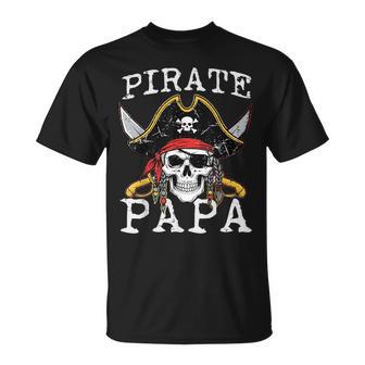 Pirate Papa Skull Family Matching Costume Dad Grandpa Men T-Shirt | Mazezy