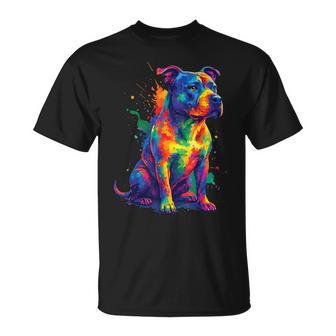 Pit Bull Dog Colorful T-Shirt - Monsterry
