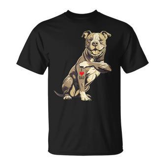 Pitbull I Love Dad Pit Bull Terrier Pettie Dog Owner Father T-Shirt - Monsterry