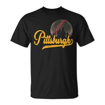 Pittsburgh Jersey Style Vintage Pittsburgh Skyline T-Shirt - Thegiftio UK