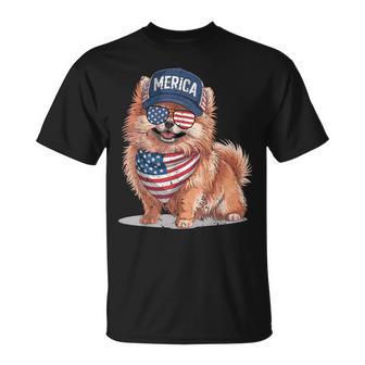Pomeranian 4Th Of July Us American Flag Pom Dog Patriotic For Kids T-Shirt - Thegiftio UK