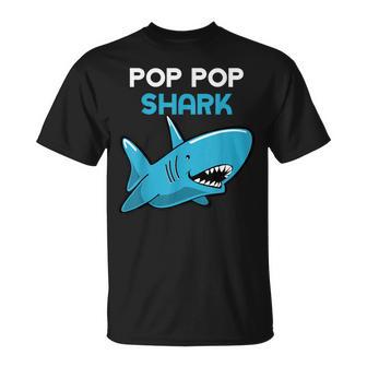 Pop-Pop Shark Family Grandpa Poppop T-Shirt - Thegiftio UK