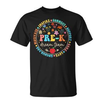 Pre-K Dream Team Be Kind Love Floral Back To School Teachers T-Shirt - Thegiftio UK