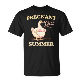 Pregnant Girl Summer Baby Announcement Goose Mom T-Shirt - Thegiftio UK