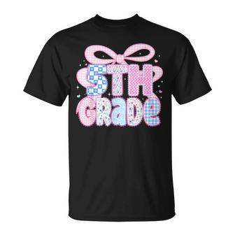 Preppy Fifth Grade Teacher 5Th Grade Floral Coquette Bow T-Shirt - Thegiftio UK