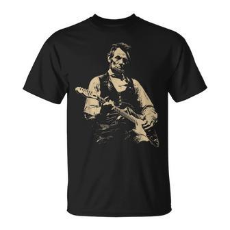 President Abraham Lincoln Abe Lincoln Playing Guitar T-Shirt | Mazezy