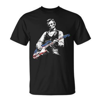 President Abraham Lincoln Playing Rock Guitar Abe Lincoln T-Shirt | Mazezy