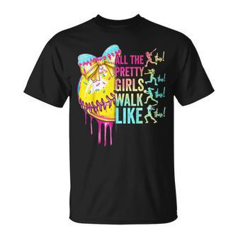 All The Pretty Girls Walk Like This Softball Lover Sport Fan T-Shirt - Monsterry