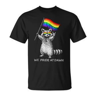 We Pride At Dawn Cute Lgbtq Raccoon Pride Flag Pride Month T-Shirt - Thegiftio UK