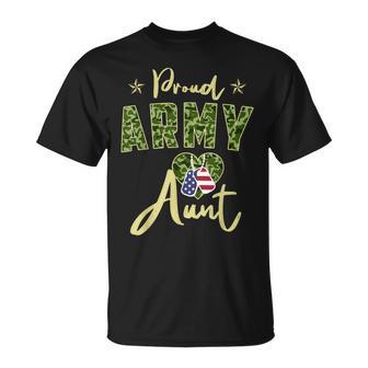 Proud Army Aunt Camou Dog Tag Usa American Flag Family T-Shirt - Thegiftio
