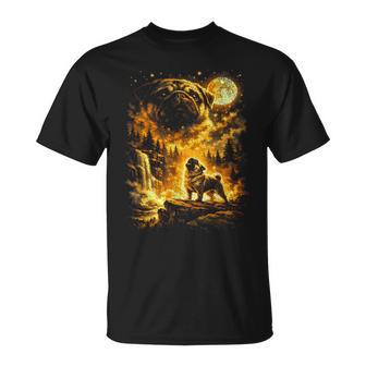 Pug Howling At Moon T-Shirt - Thegiftio UK