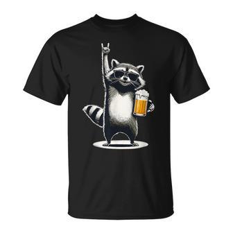 Raccoon Rock On Beer Bar Pub Crawl Bere Birra Divertente Maglietta - Novitaregali