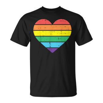 Rainbow Gay Heart Vintage Love Lgbtq Pride Flag Women T-Shirt - Thegiftio