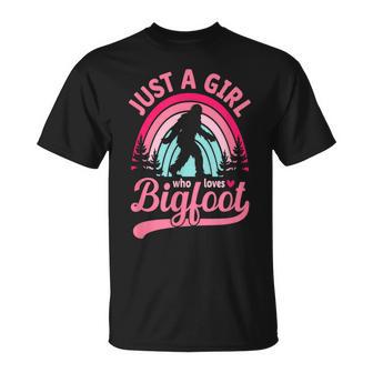 Rainbow Just A Girl Who Loves Bigfoot T-Shirt - Thegiftio UK