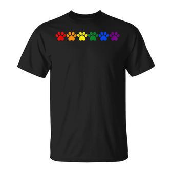 Rainbow Paw Prints Lgbtq Pride Minimalist T-Shirt - Thegiftio
