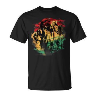 Rasta Reggae Lion Rastafarian Roots Lion Of Judah Jamaica T-Shirt - Thegiftio UK