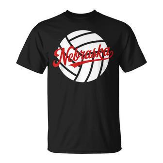 Red Nebraska Volleyball Ball T-Shirt - Thegiftio
