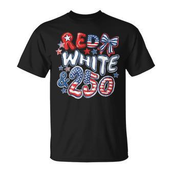 Red White And 250 Coquette Preppy 4Th Of July T-Shirt - Thegiftio UK