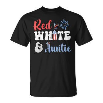 Red White & Auntie 4Th Of July New Aunt Grandma Pregnancy T-Shirt - Thegiftio UK
