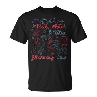 Red White & Blue Pharmacy Crew Bow 4Th Of July T-Shirt - Thegiftio UK
