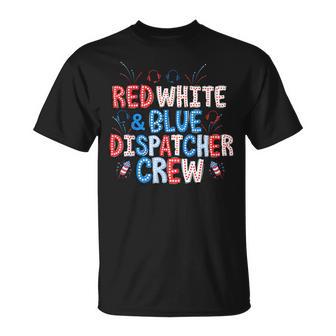Red White Blue 911 Dispatcher Crew Us Flag 4Th July Police T-Shirt - Thegiftio UK