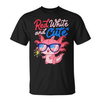 Red White And Cute Axolotl Patriotic Fourth Of July T-Shirt - Thegiftio UK