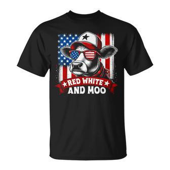 Red White And Moo 4Th Of July T-Shirt - Thegiftio UK
