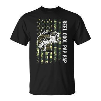 Reel Cool Pap Pap Camouflage American Flag Fathers Day Men T-Shirt - Thegiftio