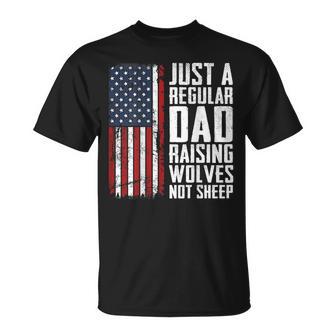 Regular Dad Raising Wolves Not Sheep Fathers Day On Back T-Shirt - Thegiftio UK