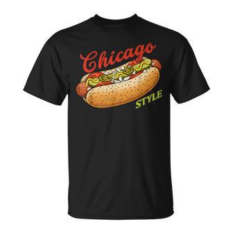Retro Chicago Hot Dog Hotdog Tourist Summer Souvenir Travel T-Shirt - Thegiftio UK