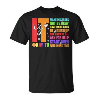 Retro It's Okay To Make Mistakes Be Yourself Mental Health T-Shirt - Thegiftio UK