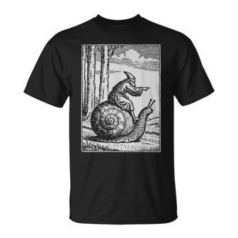 Rétro Médiévalorcier Escargot Cavalier T-Shirt - Cadeauxyz