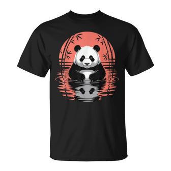 Retro Panda Bär Ästhetische Grafik Herren Damen Lustiger Panda T-Shirt - Seseable
