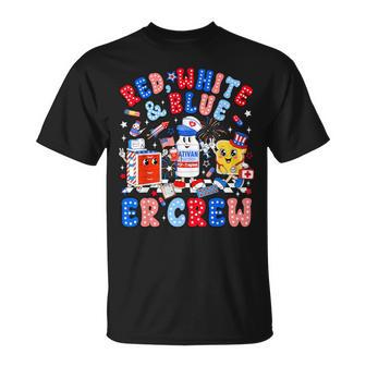 Retro Red White And Blue Er Crew America 4Th Of July Nurse T-Shirt - Thegiftio UK