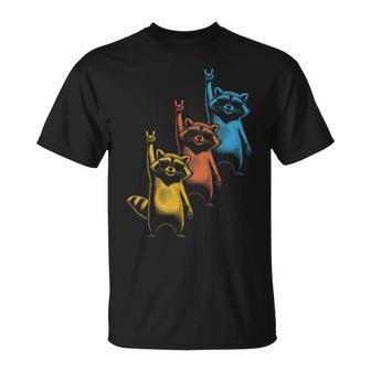 Retro Waschbär Rock Musik Geschenk Rock Festival Lustiger Waschbär T-Shirt - Seseable